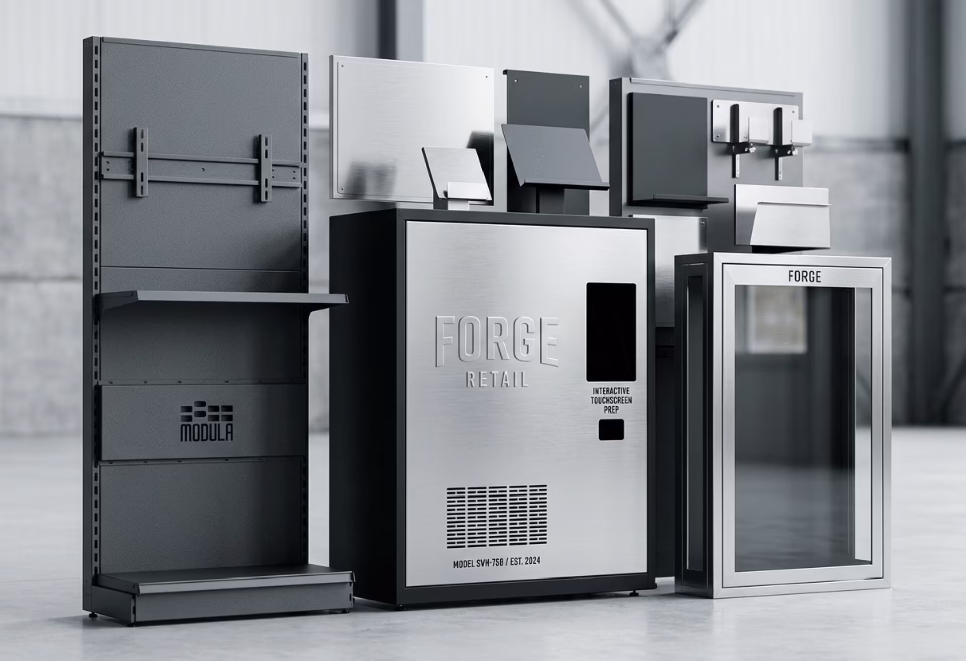 Branded retail steel fixture