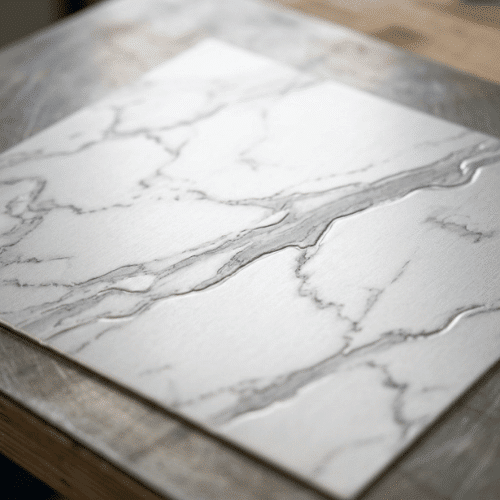Embossed marble steel surface