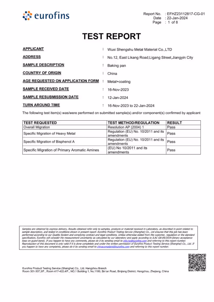 Eurofins Laboratory Test Report