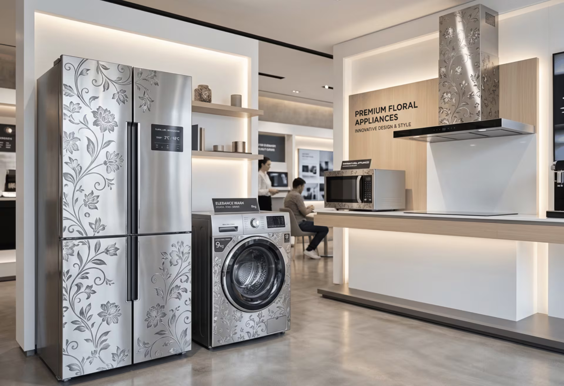 Floral steel appliance panels