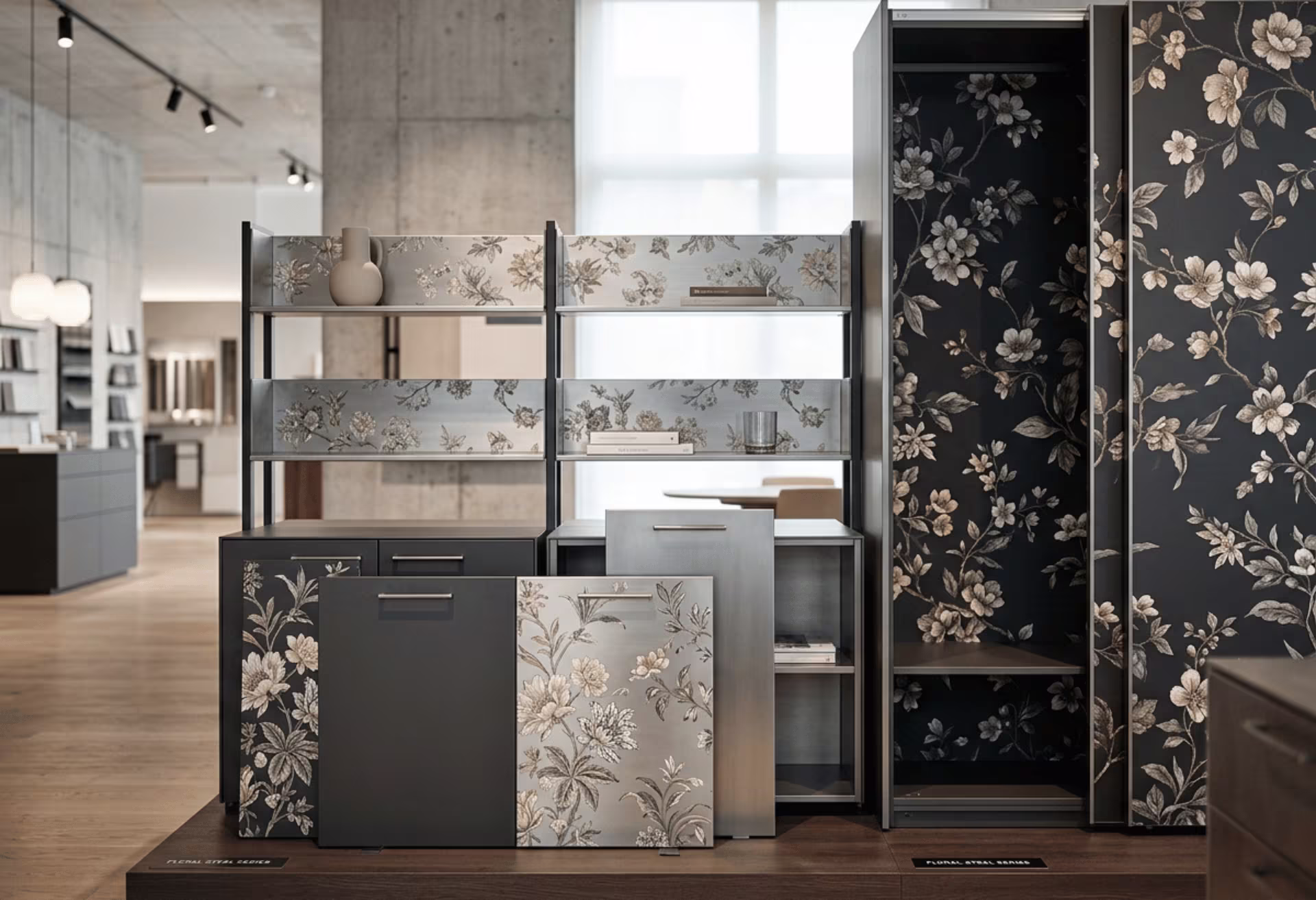 Floral steel furniture surfaces