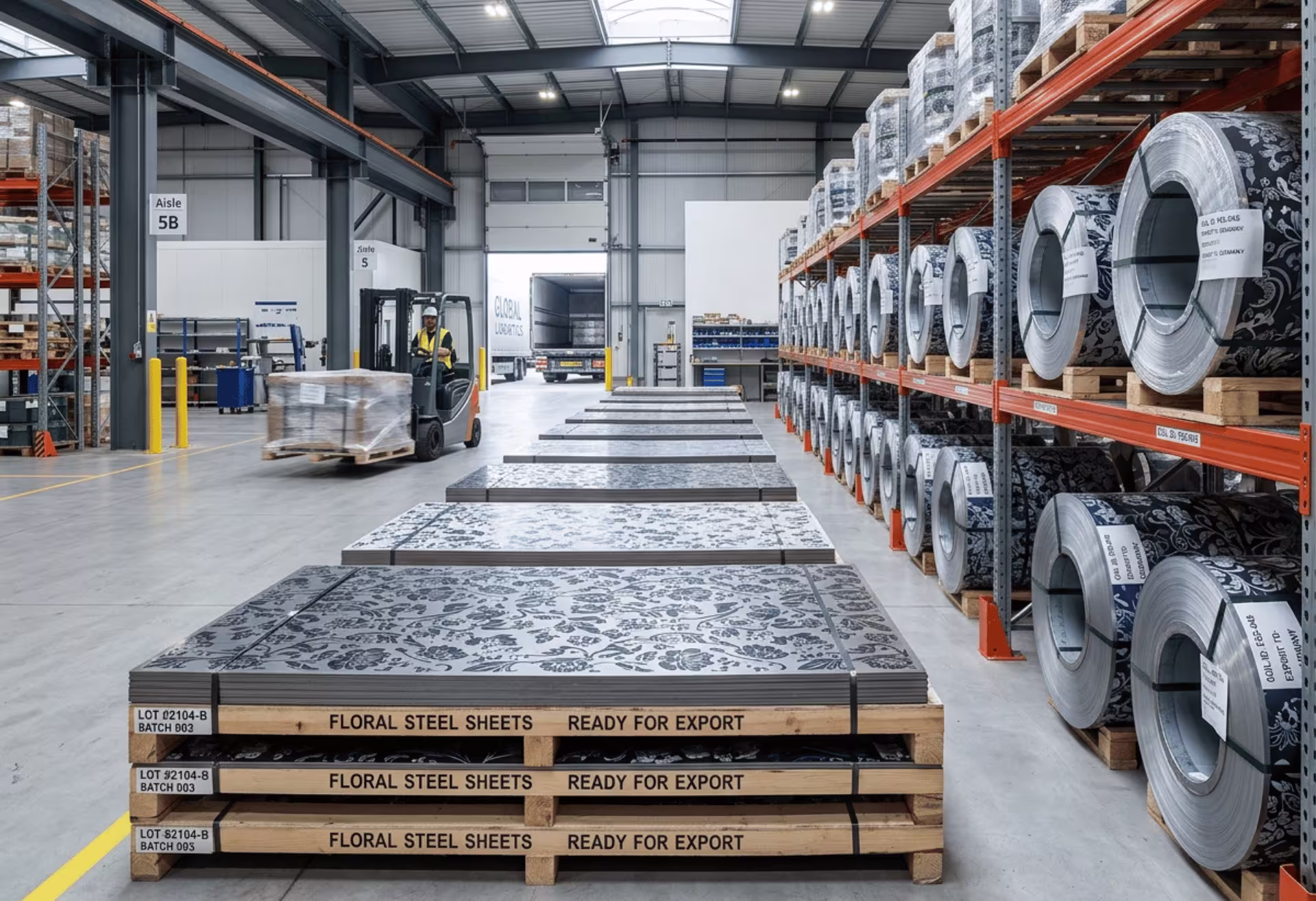 Floral steel slit coil and sheets