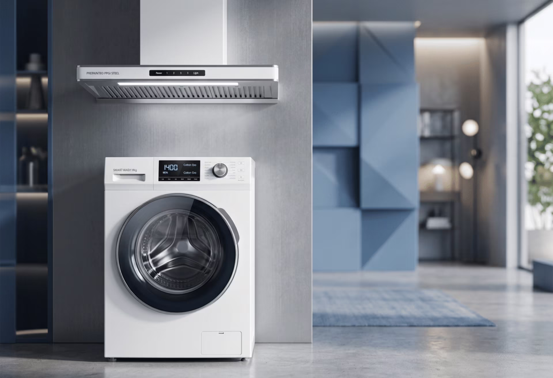 Home appliances made with prepainted PPGI steel panels including washing machine and range hood