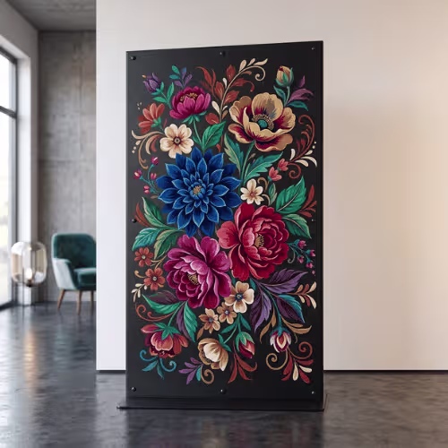 Large floral pattern steel panel