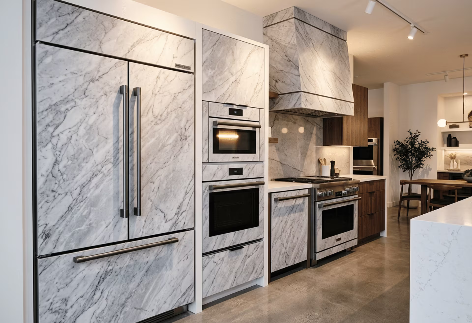 Marble steel appliance panels