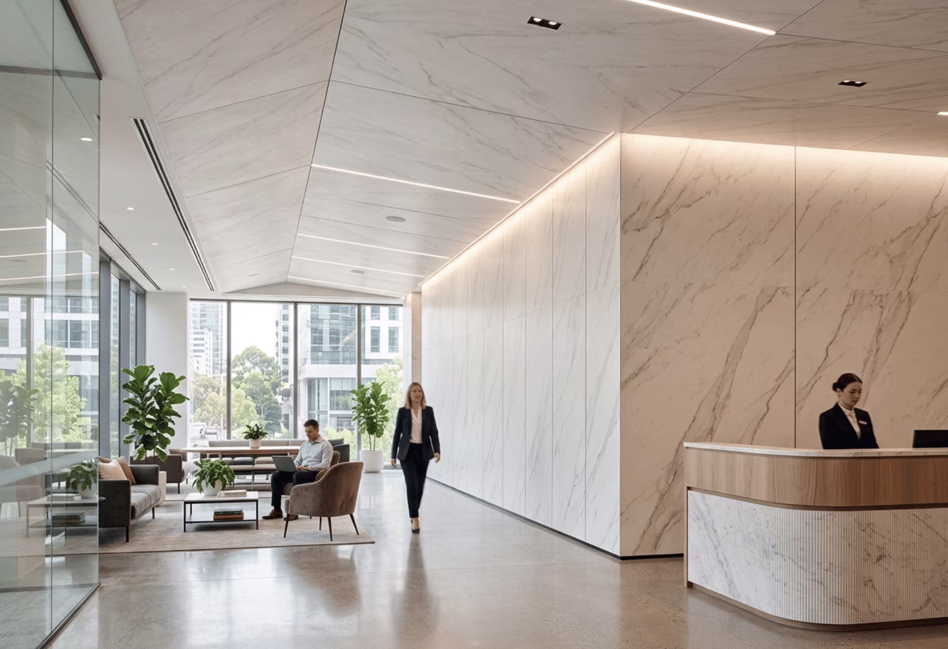 Marble wall and ceiling panels