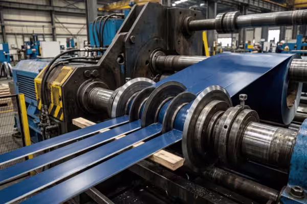 PPGI steel coil slitting machine cutting prepainted coil into narrow strips with clean edges