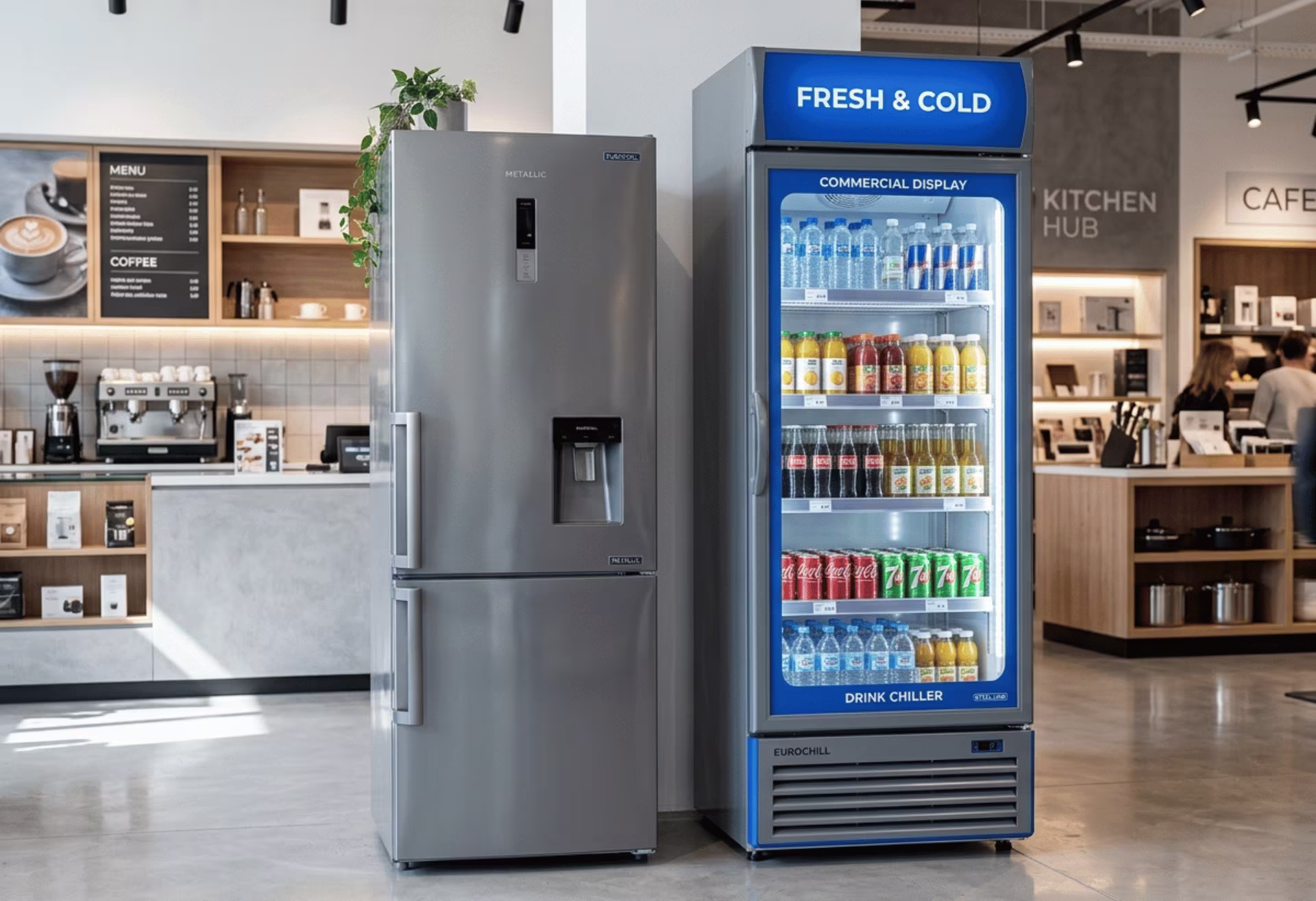 Refrigerator and commercial display cabinet built with color coated PPGI steel outer panels