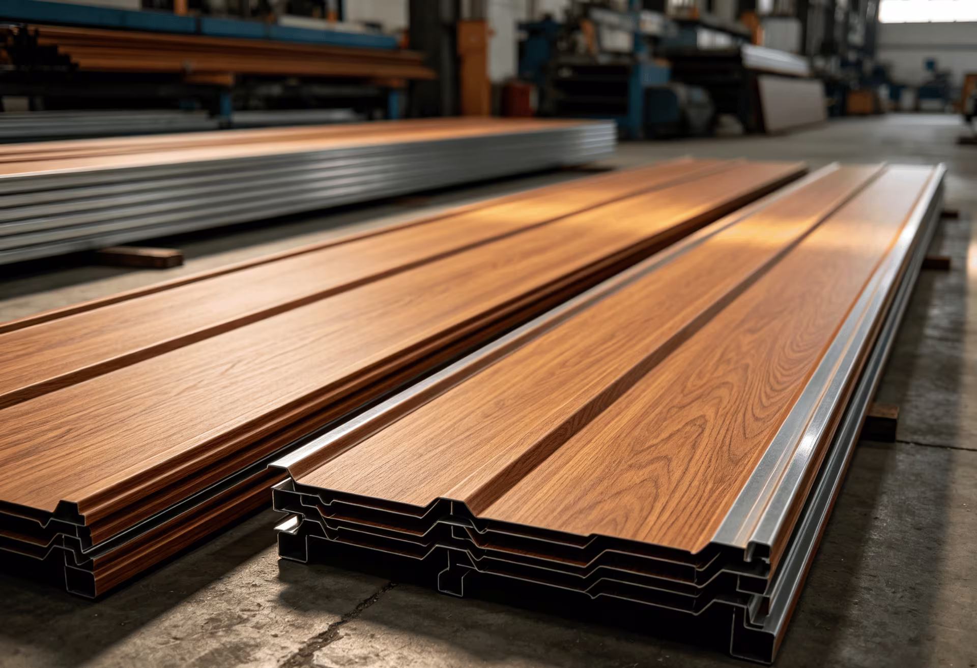 Roll formed wood grain steel profiles and panels