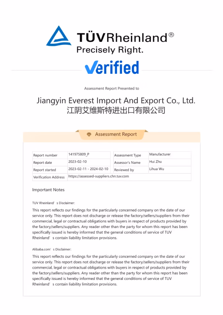 TÜV Rheinland Manufacturer Assessment Report
