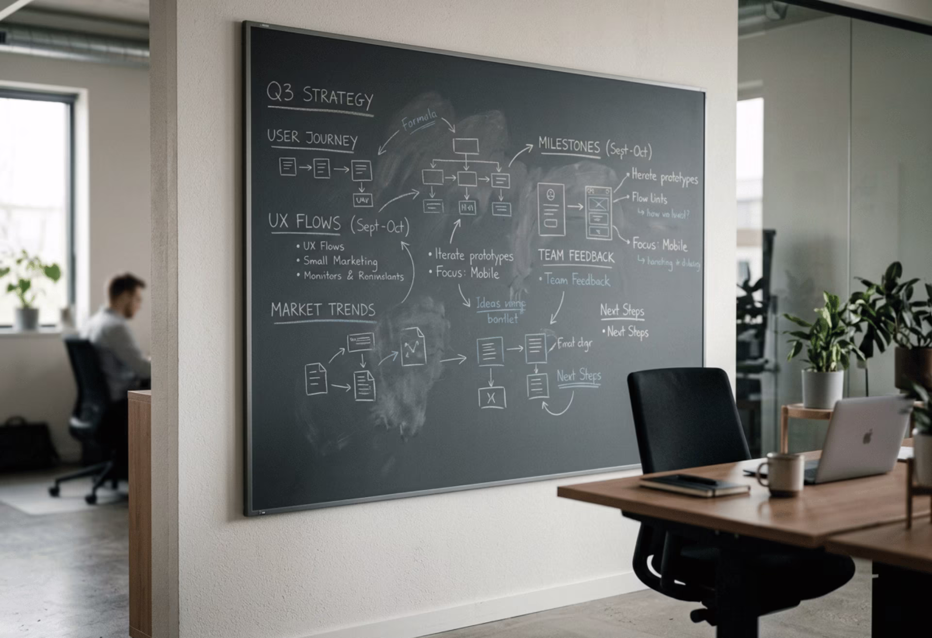 Anthracite grey matte decor board in office