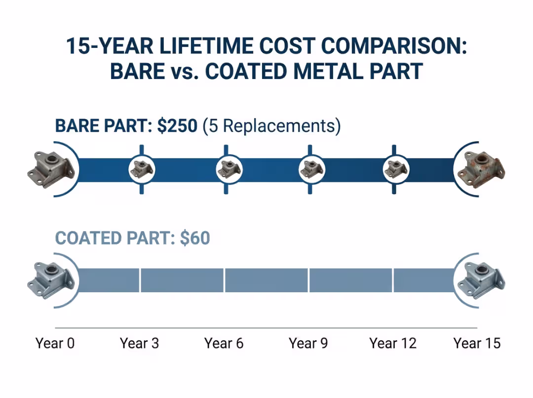 Bare vs coated part lifetime cost comparison Bare vs coated part lifetime cost comparison
