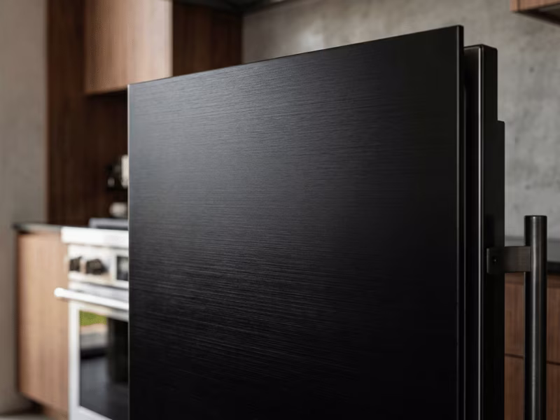 Black base hairline finish steel sheet — directional brushed surface with deep black color base on PPGI substrate