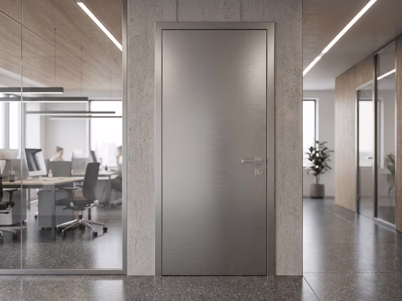 Brushed interior steel door