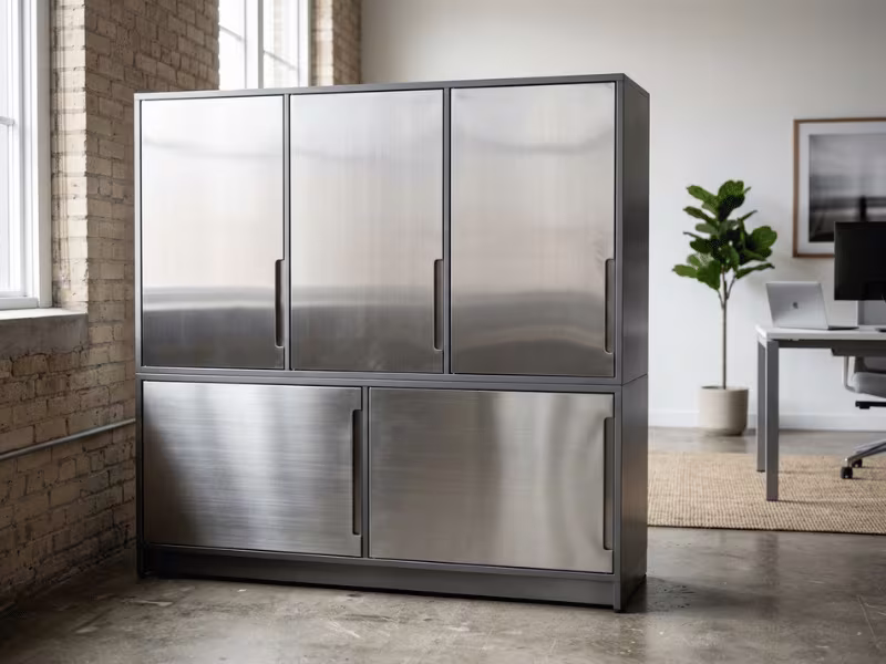 Brushed steel furniture panels
