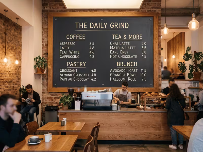 Café menu chalkboard