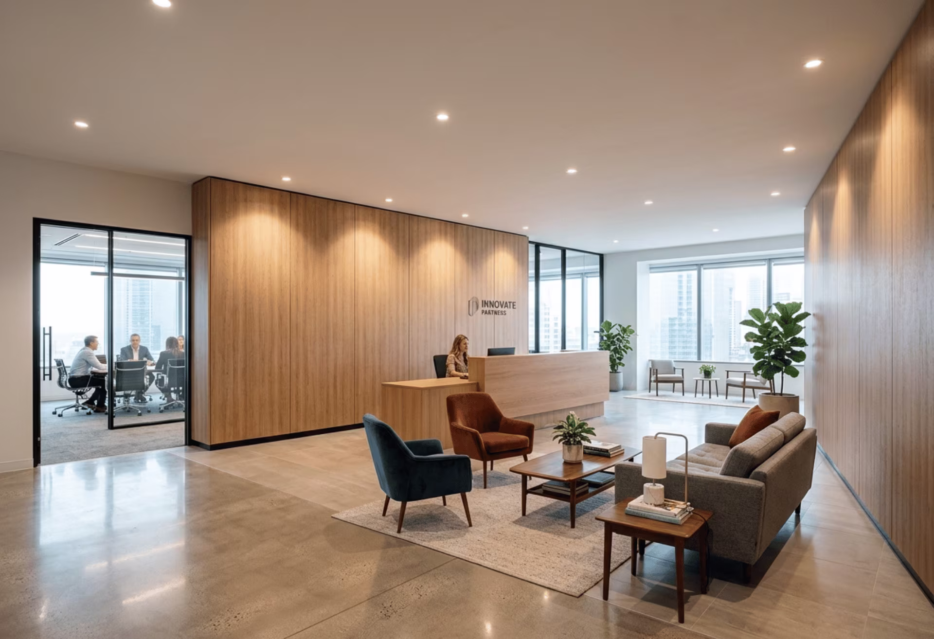 Decorative laminated steel wall panels indoors
