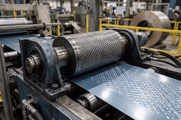 Embossing roller texturing hairline steel surface