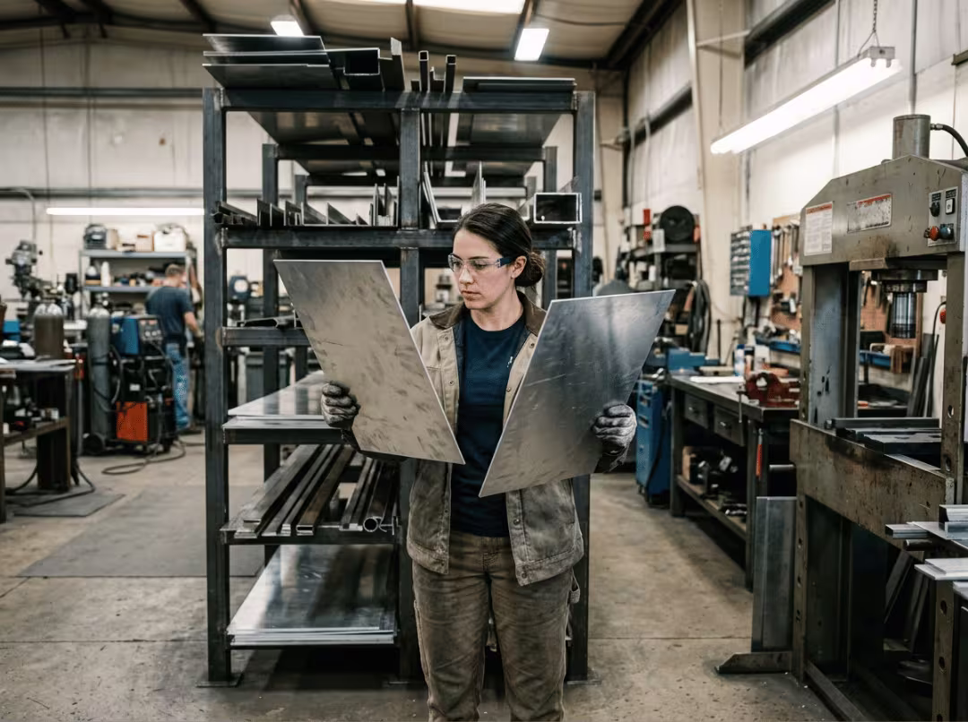 Fabricator comparing aluminum sheets