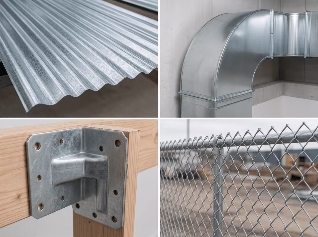 Galvanized steel uses in roofing, ductwork, framing, and fencing Galvanized steel uses in roofing, ductwork, framing, and fencing