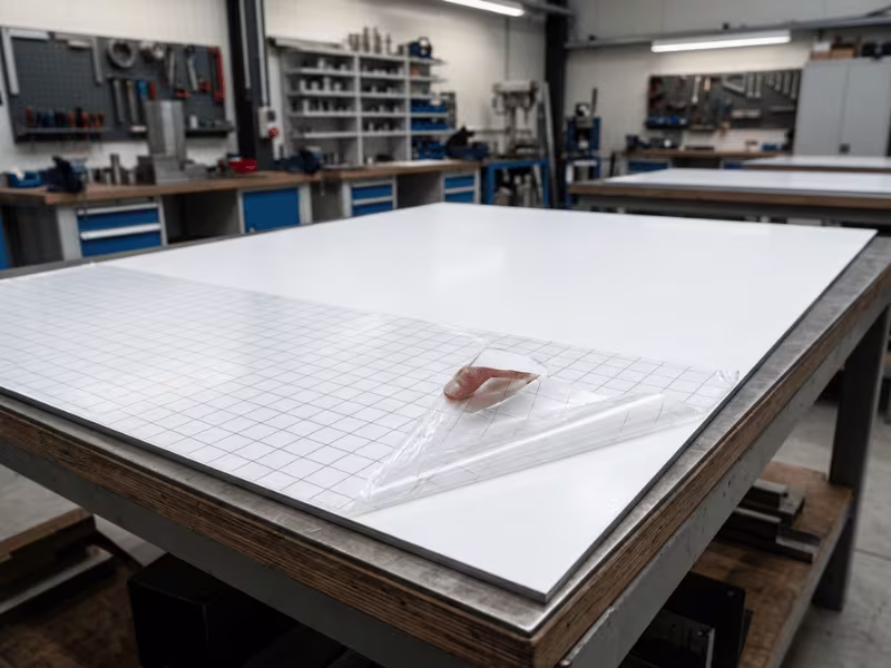 Grid film on whiteboard steel