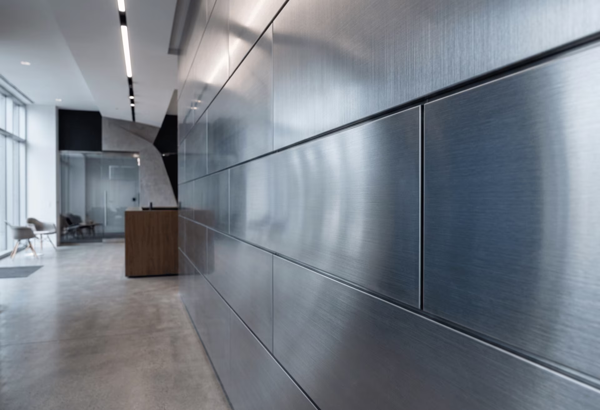 Hairline steel decorative interior wall panels