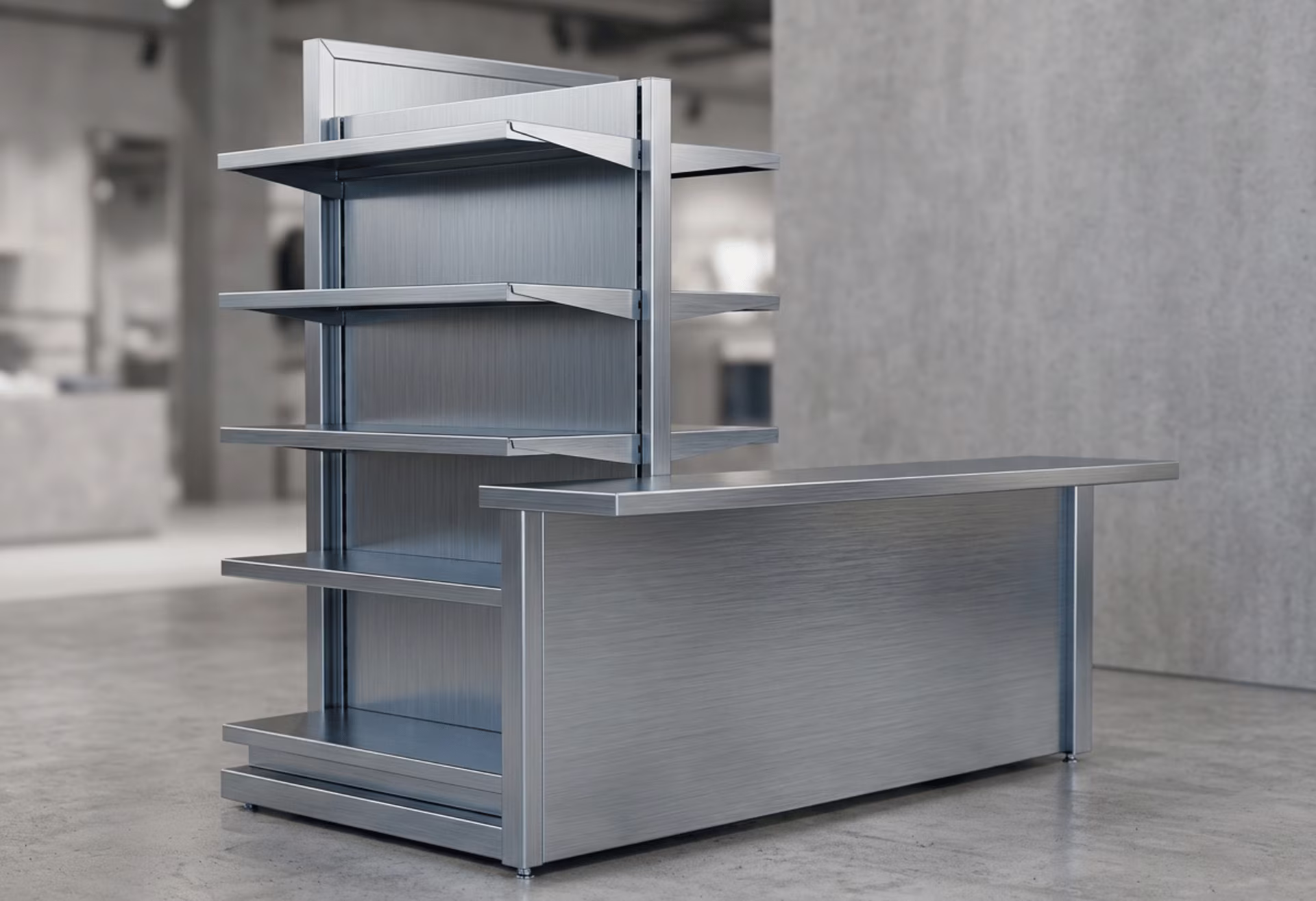 Hairline steel retail display fixtures