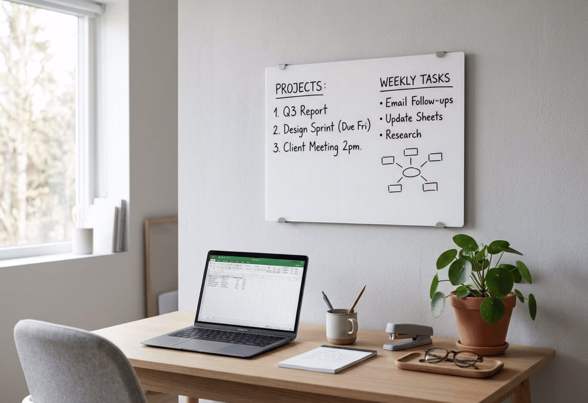 Home office whiteboard