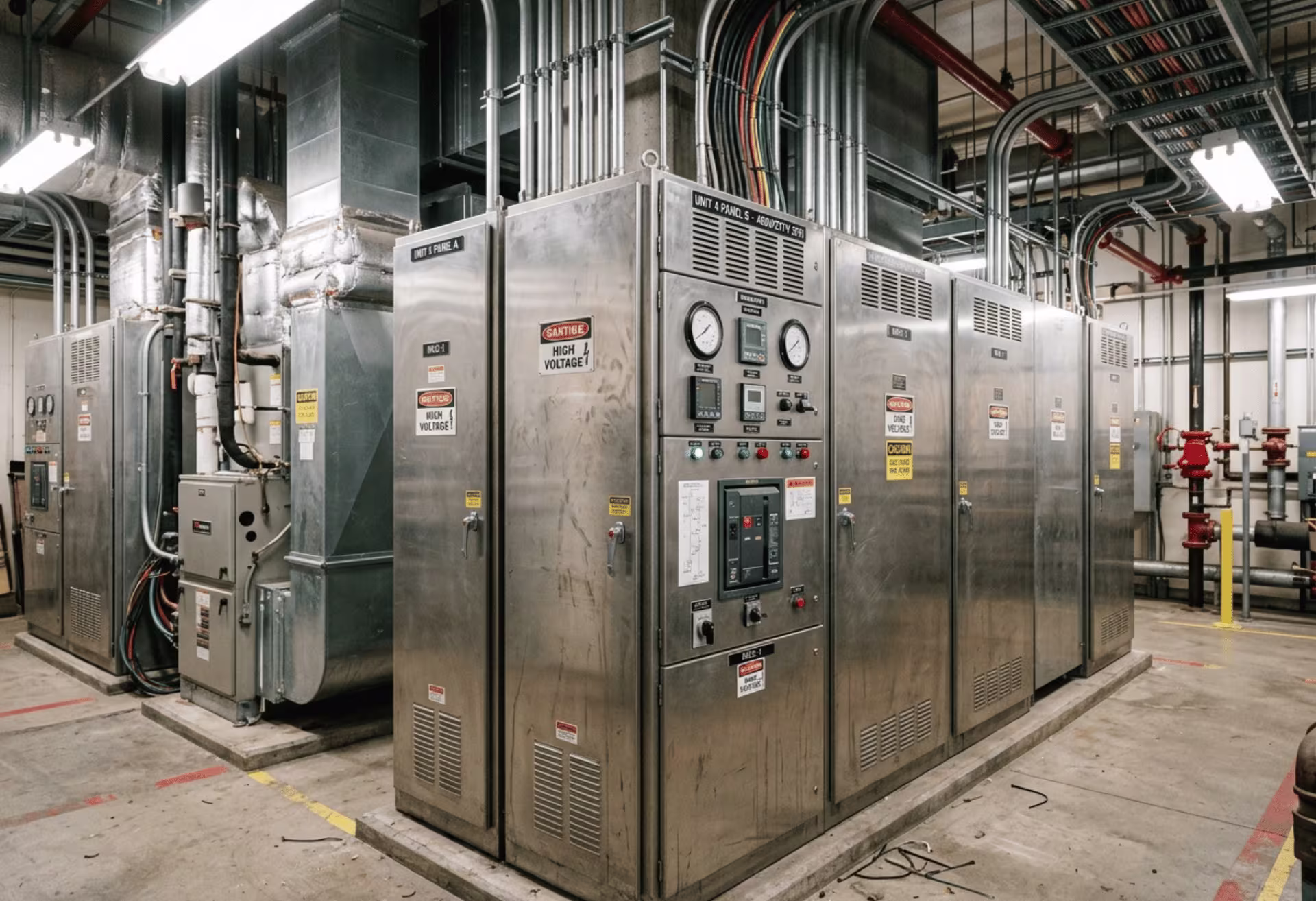 Laminated steel electrical and HVAC enclosure panels