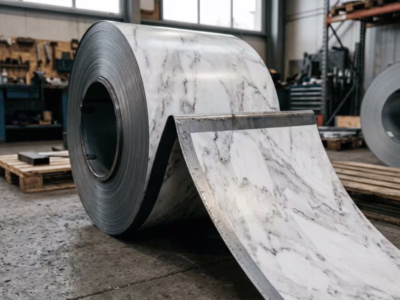 Marble effect print steel coil