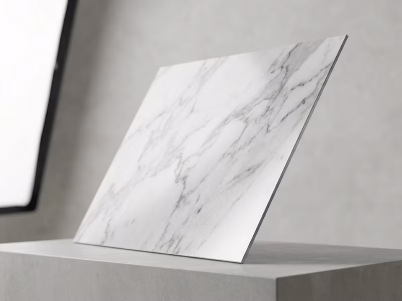 Marble effect printed steel panel finish