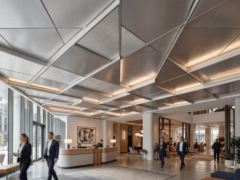 Metallic ceiling panels