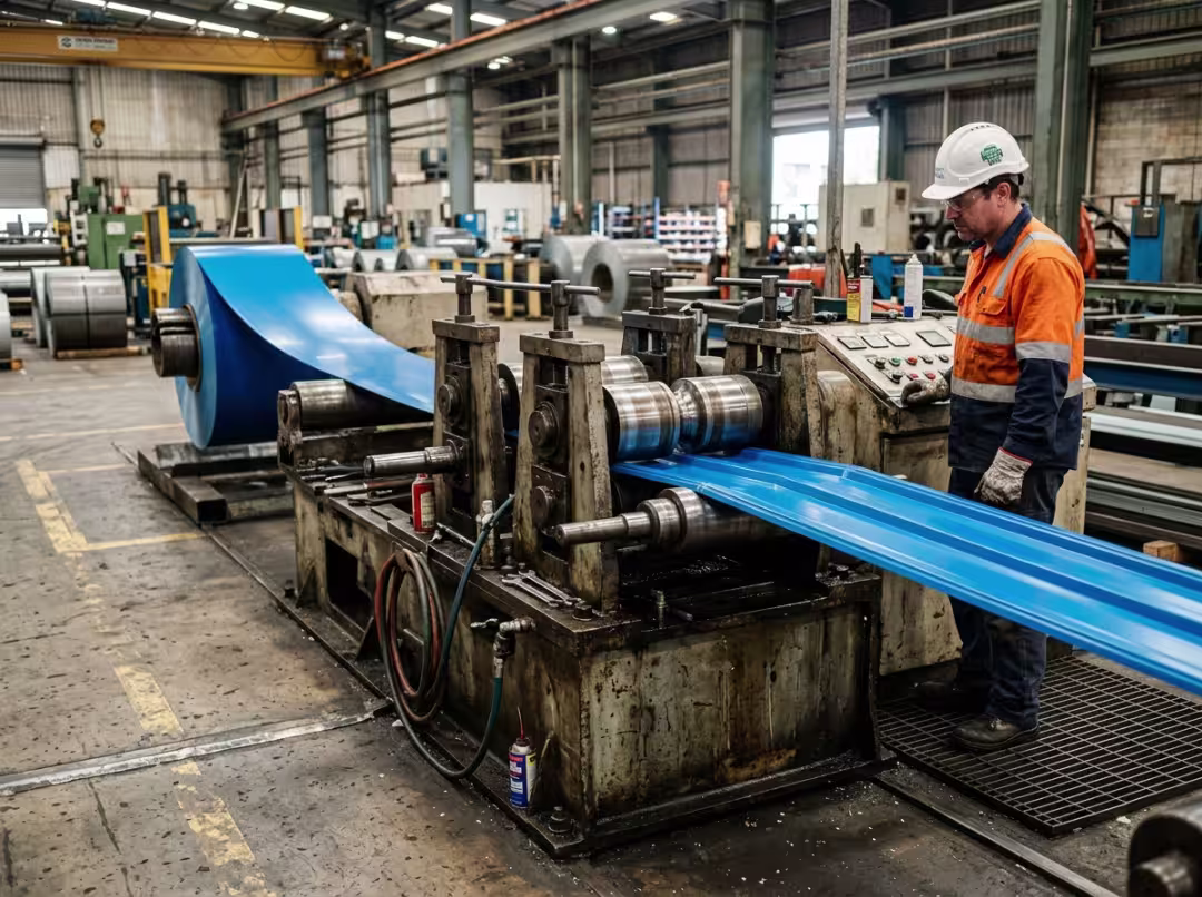 Prepainted steel in roll forming line Prepainted steel in roll forming line