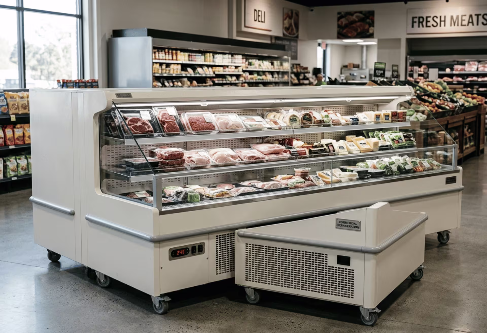 Refrigerated display case steel