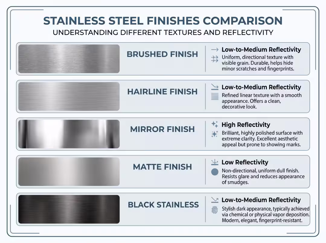 Stainless steel finish comparison chart Stainless steel finish comparison chart