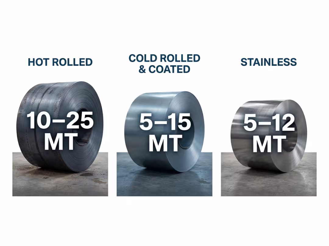 Steel coil weight ranges by type Steel coil weight ranges by type
