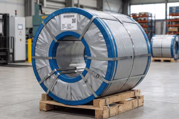 Steel coil wrapped and banded for repackaging