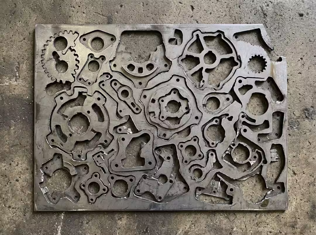 Steel scrap skeleton after blanking Steel scrap skeleton after blanking