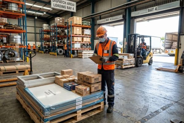 Steel sheets and accessories packed for shipment
