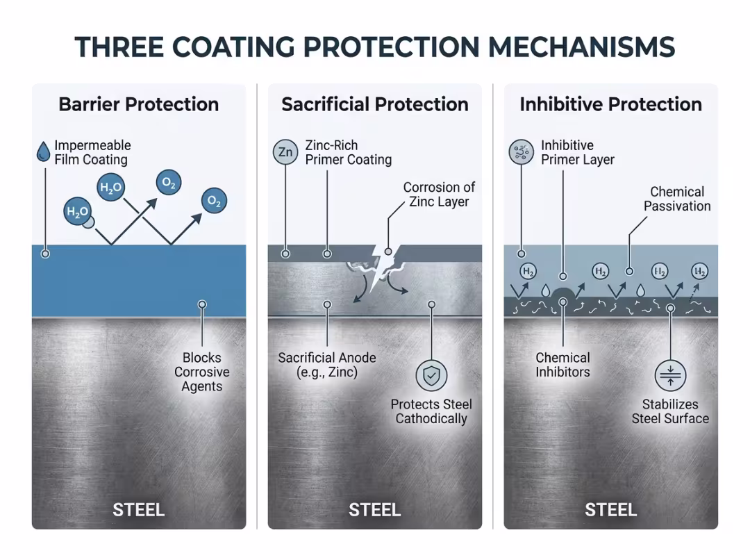 Three coating protection mechanisms compared Three coating protection mechanisms compared