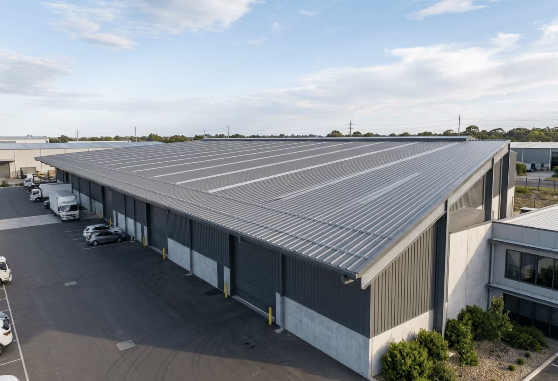 Warehouse metal roofing