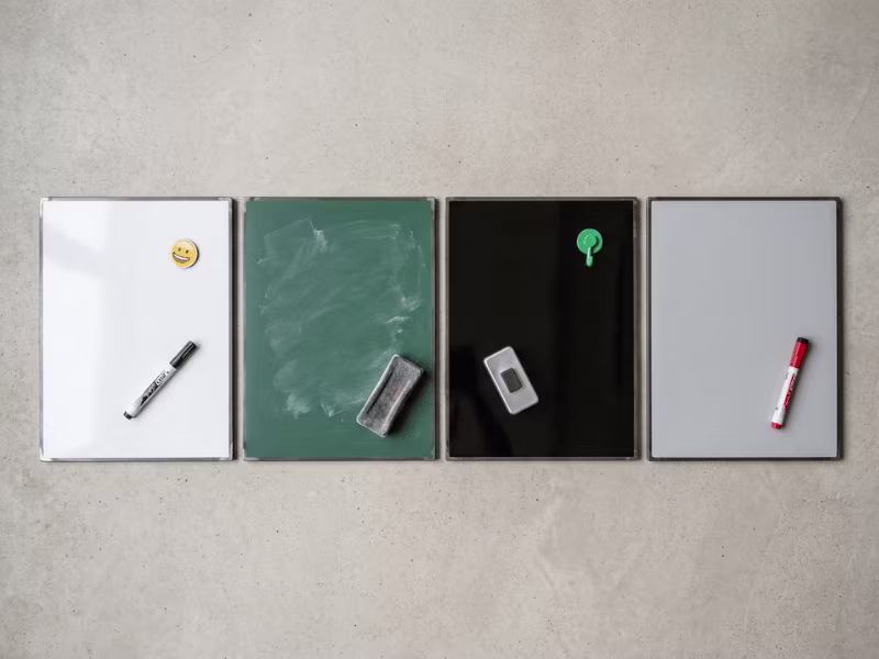 Whiteboard steel color samples compared