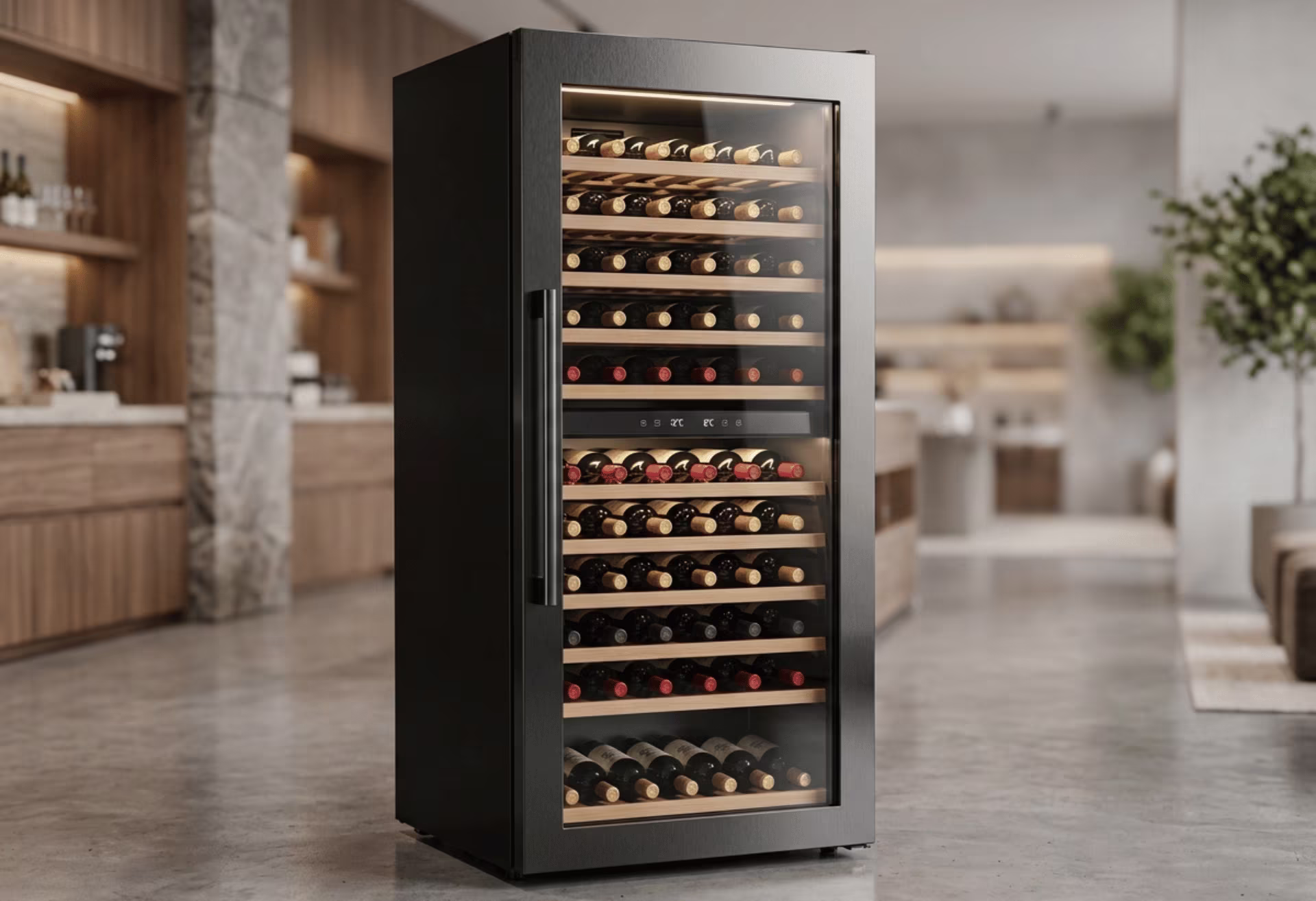 Wine cooler panel steel