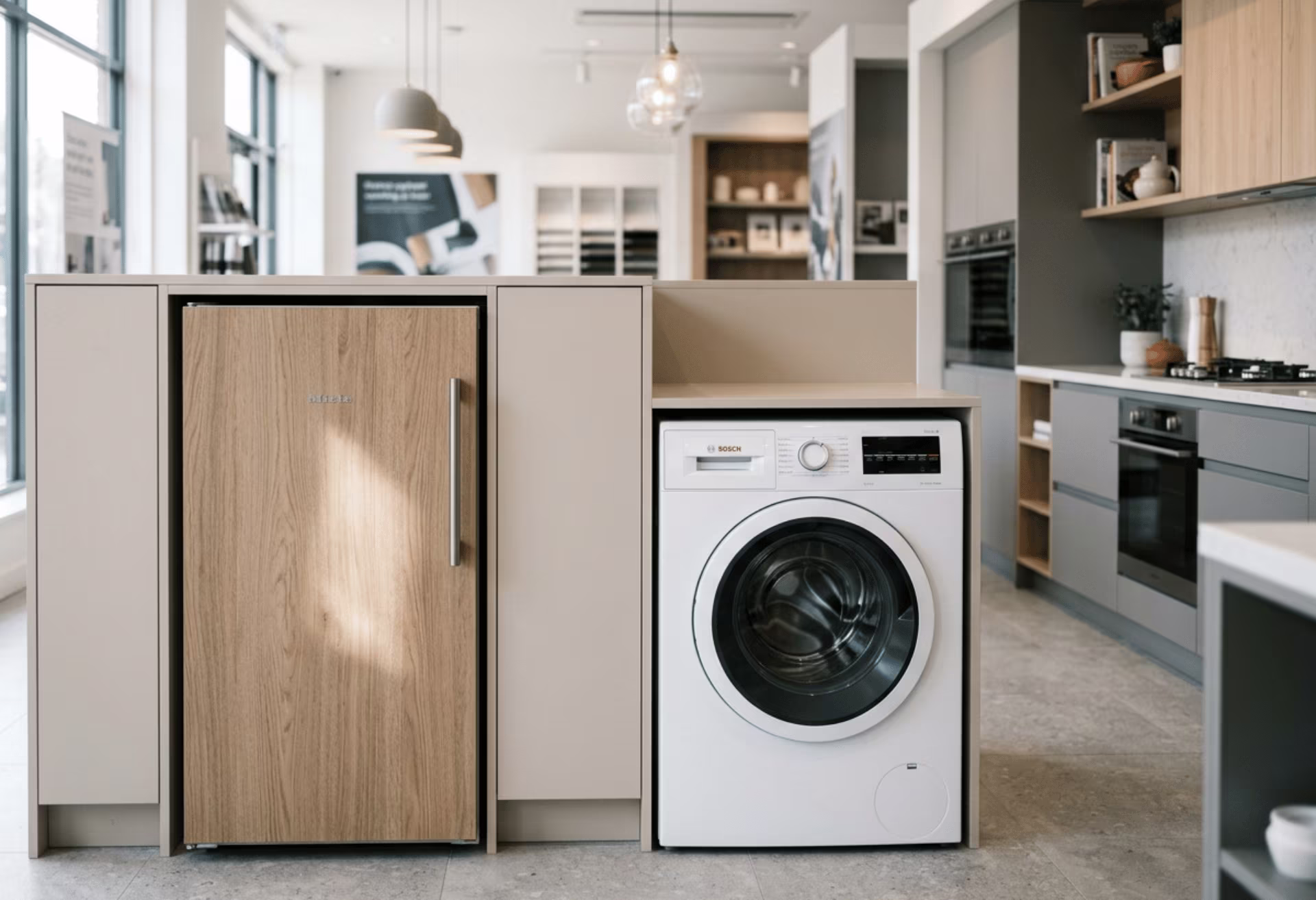 Wood grain and gloss laminated appliance fronts