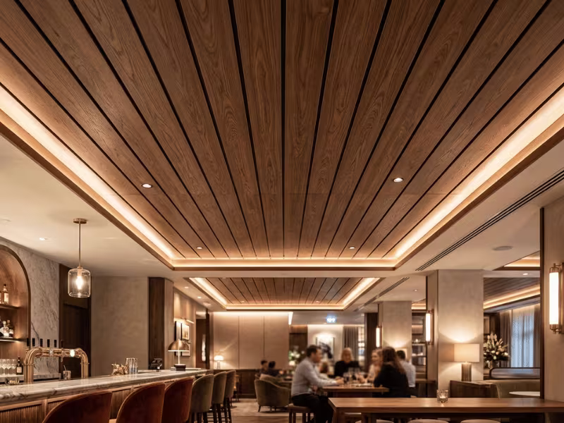 Wood grain ceiling panels