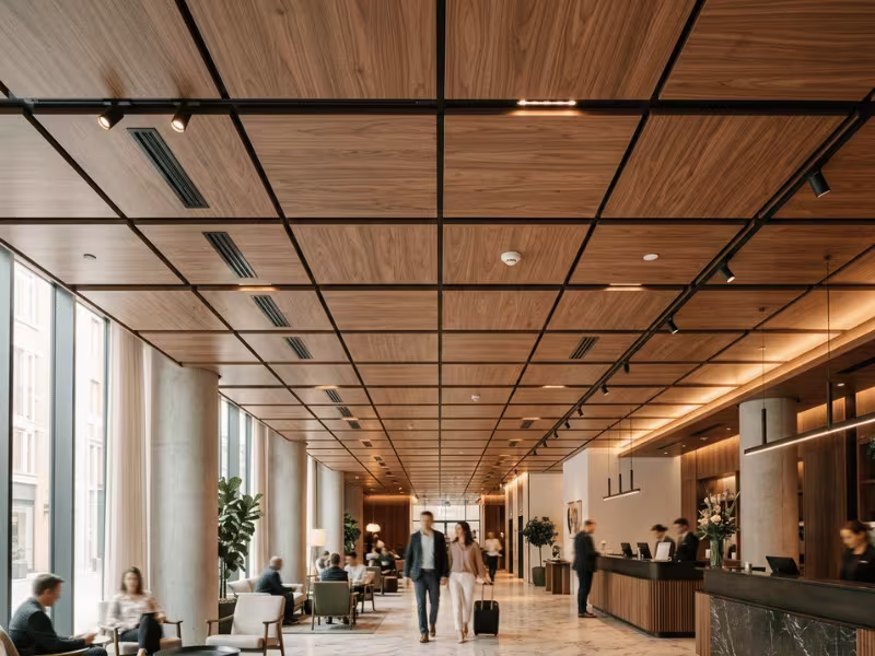Wood grain ceiling panels