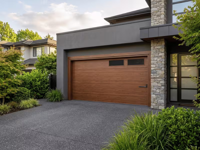 Wood grain garage door
