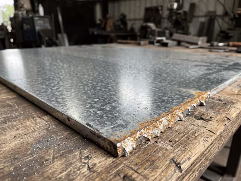 Aluminized steel sheet with rust forming at the cut edge