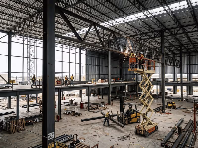 Wide span steel building frame Wide span steel building frame